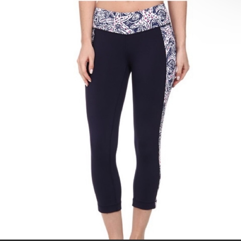 LILLY PULITZER FLORAL PRINT LUXELETIC WEEKENDER CROP PANT A1-11 SIZE XS